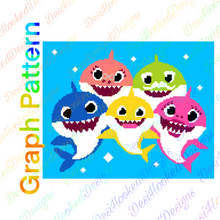 Cartoon Shark & Family Crochet Graph PATTERN